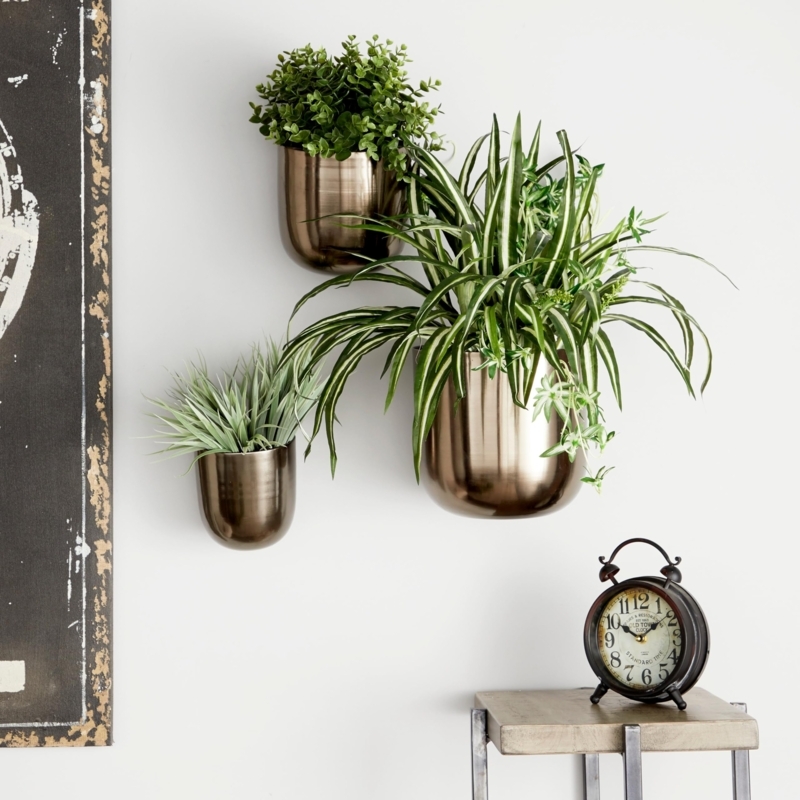 Semicircular Wall Planter Set, Matte Black Metal, Minimalist Design
