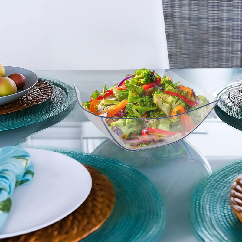 Serving Bowl Clear Plastic Square Silhouette Stackable Catering Set