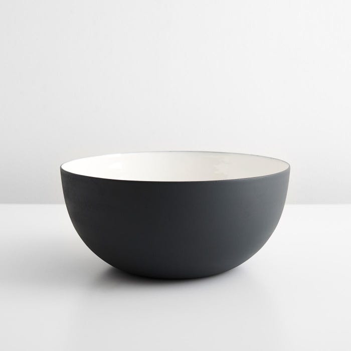 Serving Bowl Contrasting Interior Two Tone Enamel Minimalist Bowl