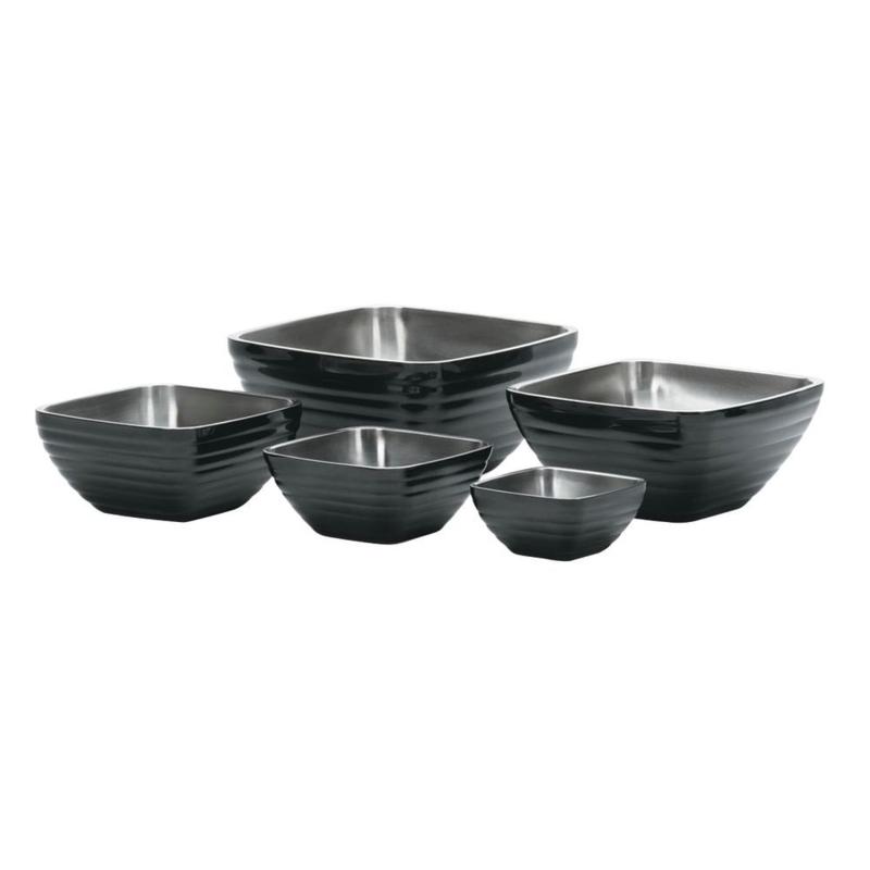 Serving Bowl Double Walled Stainless Steel Rounded Corners Insulated