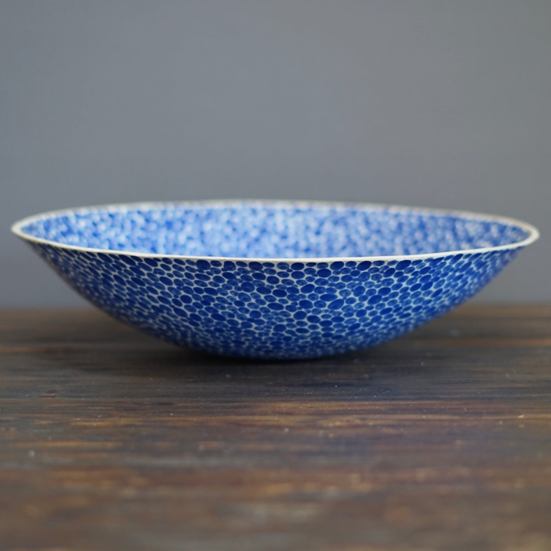 Serving Bowl featuring Minimalist Dotted Pattern and Shallow Form