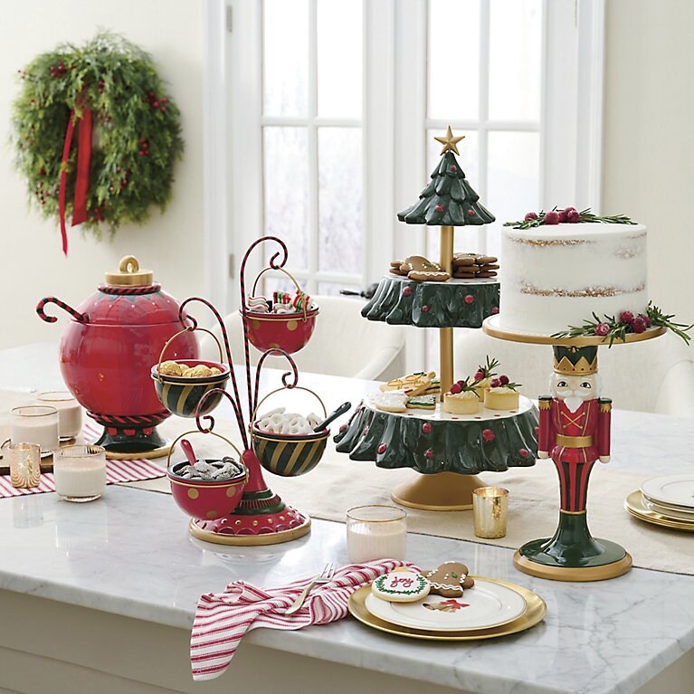 Serving Bowl, Festive Ornament Shape with Gold Ornament Cap