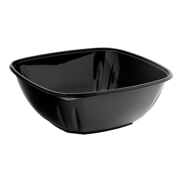 Serving Bowl Flared Rim Square Glossy Black Plastic Large Capacity