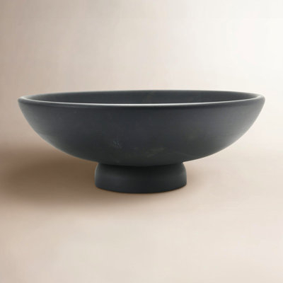 Serving Bowl Low Profile Black Wood-Toned Matte Finish