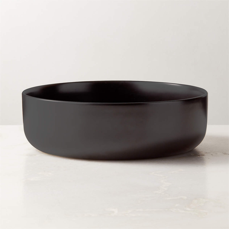 Serving Bowl Low Profile Silhouette Tapered Minimalist Matte Black