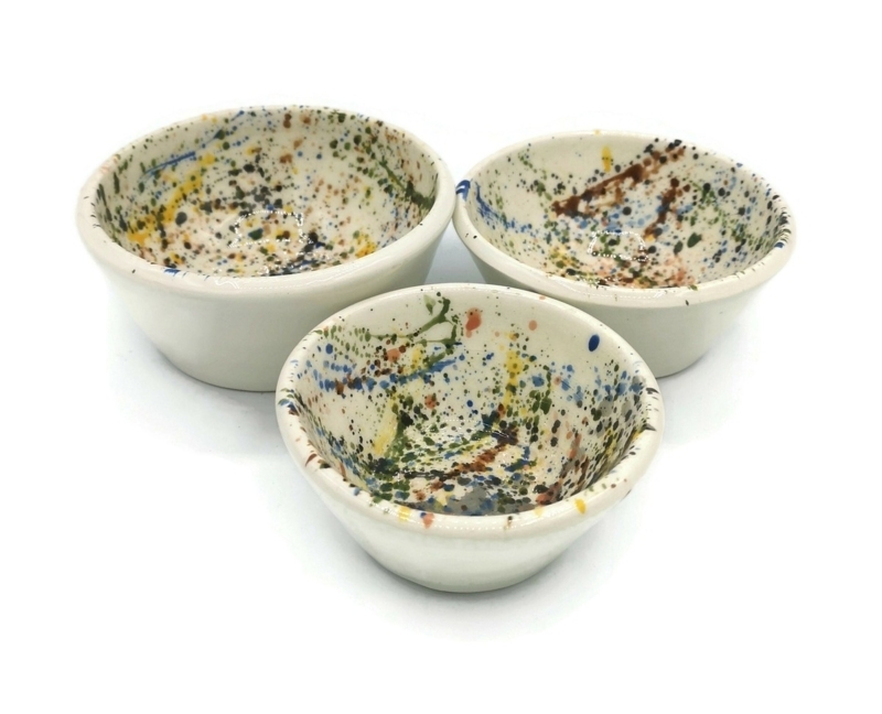 Serving Bowl, Mediterranean Hand Painted Ceramic, Handmade Set