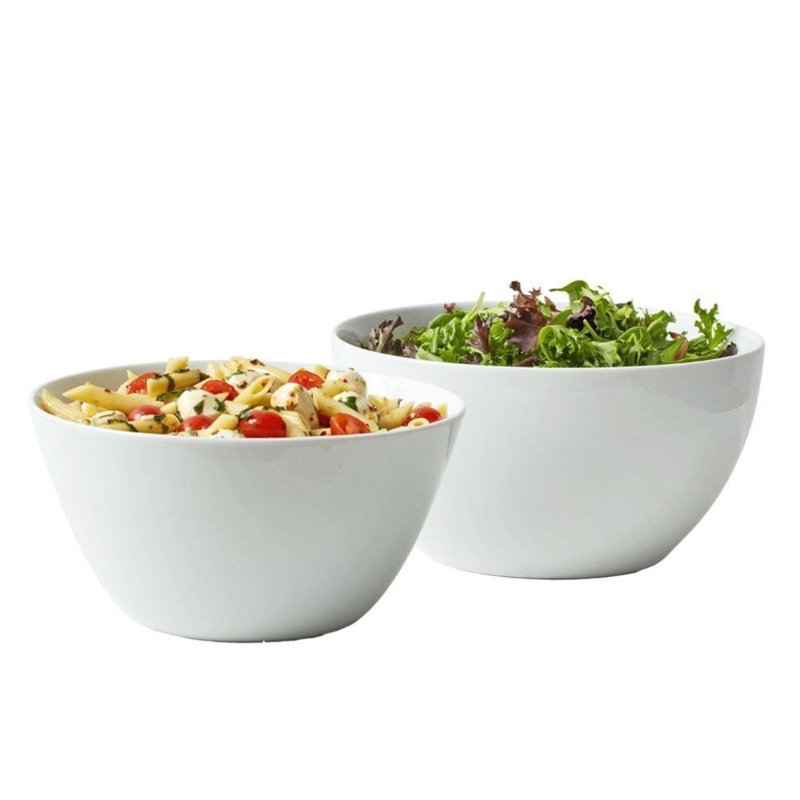 Serving Bowl Rimless Edge Glossy Round Deep Profile Stackable Set