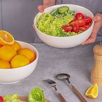 Serving Bowl Set, Glossy Ceramic, Large Capacity Basin, Deep Porcelain.