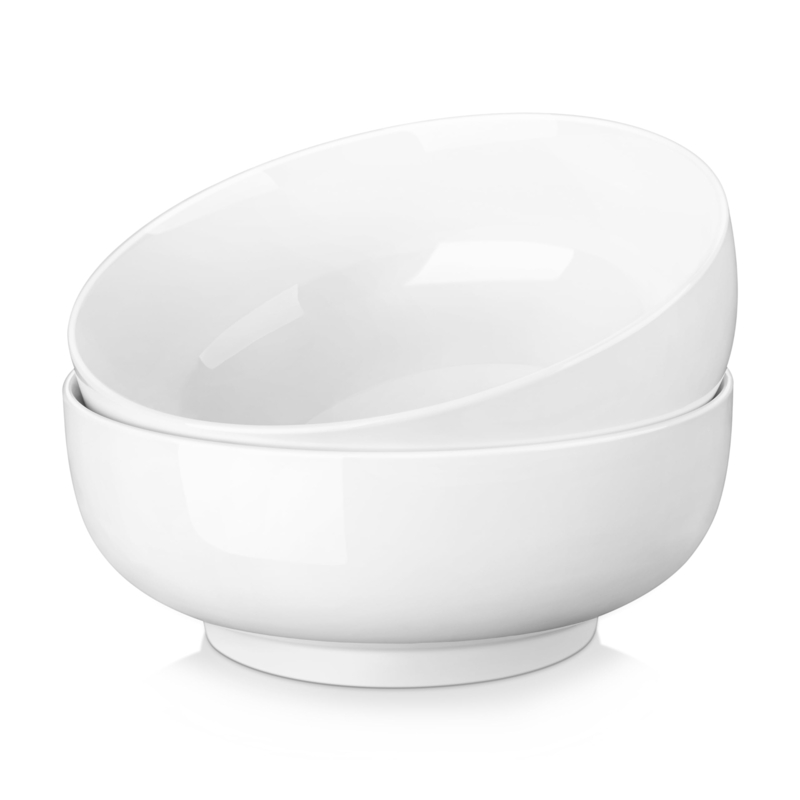 Serving Bowl Set, Large Porcelain Finish, Minimalist White