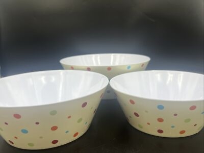 Serving Bowl Set Navy Blue Polka Dot Pattern Nesting Melamine