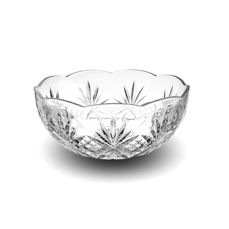 Serving Bowl Set Nested Crystal Diamond Cut Scalloped Rim Design