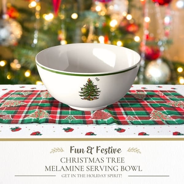 Serving Bowl, Spode Christmas Tree Design with Green Rim Detail