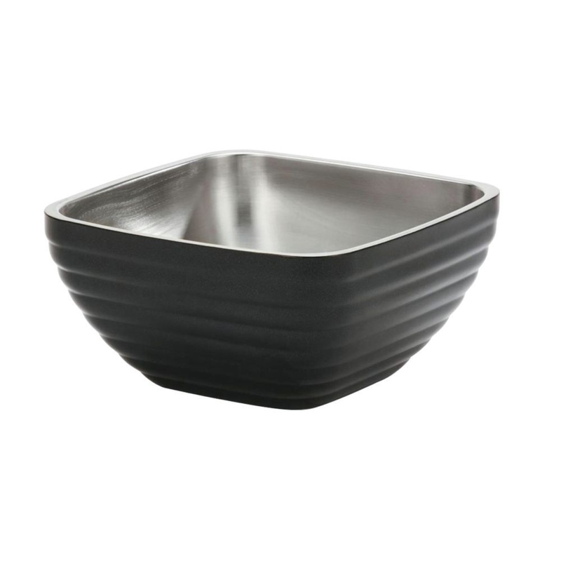 Serving Bowl: Square Insulated Matte Black Double Wall