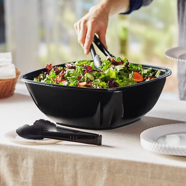 Serving Bowl Square Silhouette Glossy Black Sleek Buffet Bowls