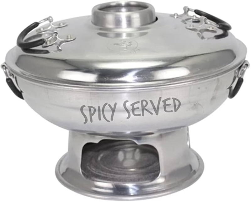 Serving Bowl Thai Hot Pot Aluminum Chimney Pedestal Traditional