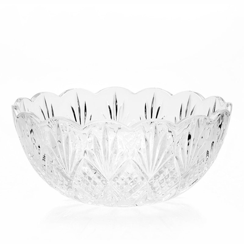 Serving Bowl Traditional Cut Crystal Scalloped Diamond Wedge Cuts
