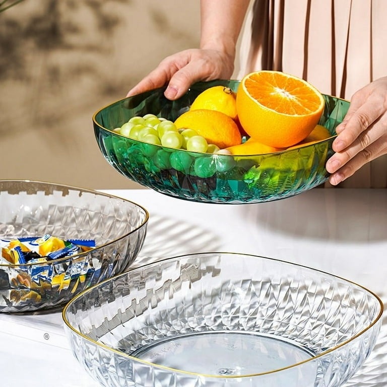 Serving Bowl Translucent Black Acrylic Faceted Geometric Pattern