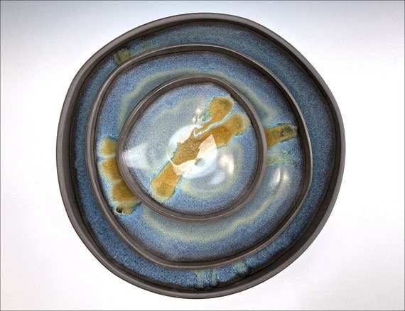 Serving Bowls, Graduated Sizes Horizon Blue, Coastal Dining Decor