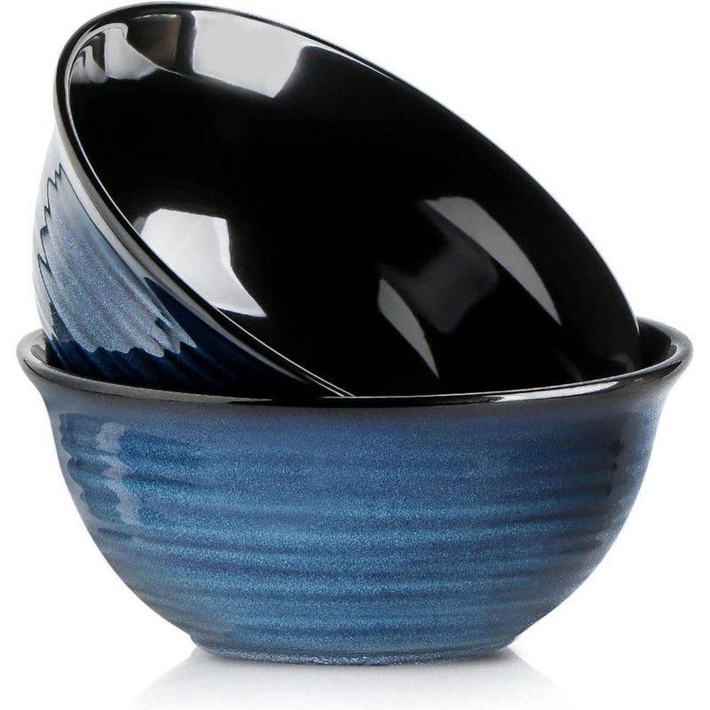 Serving Bowls Set with Hammered Texture and Rustic Farmhouse Style