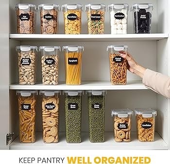 Set of Food Storage Containers Locking Latches Airtight Clear Bins
