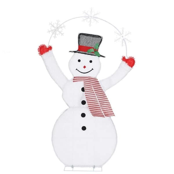 Shimmering Yard Art Snowman under Arch, 60 Inch Pre-Lit Display