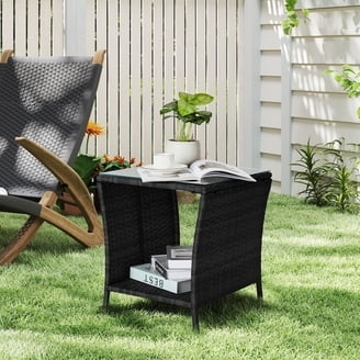 Side Table Folding Natural Wood X-Frame Square Top