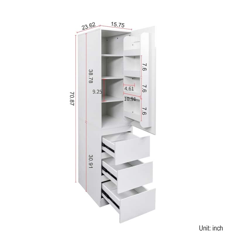 Six-Door Tall Storage Unit with Gold Bar Pulls