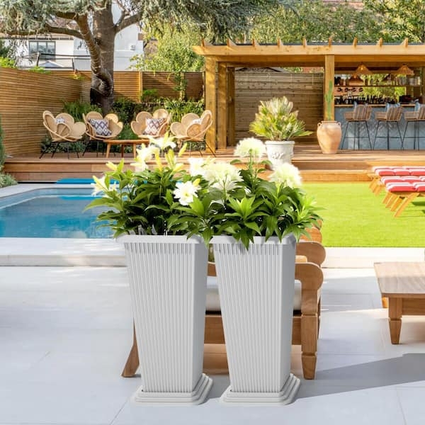 Sleek Matte Stone-Like Tapered Planter Extra Tall