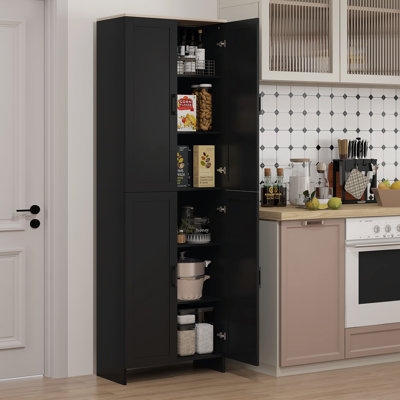 Slim Pantry Cabinet Tall Silhouette With Slim Metal Handles