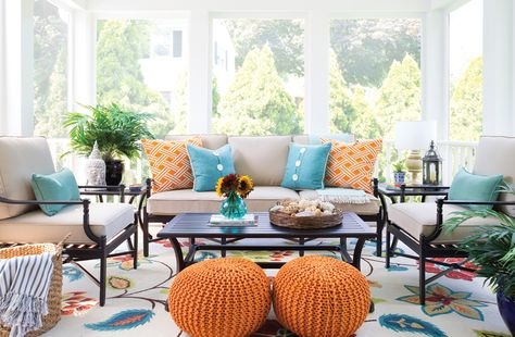 Slotted Metal Patio Armchair with Aqua Upholstery