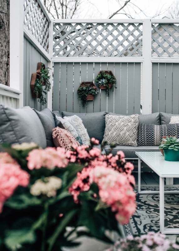 Small Balcony Conversation Set with White Upholstery & Black Frames
