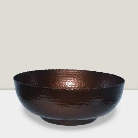 Small Hammered Decorative Bowl, Tapered Rustic Metal