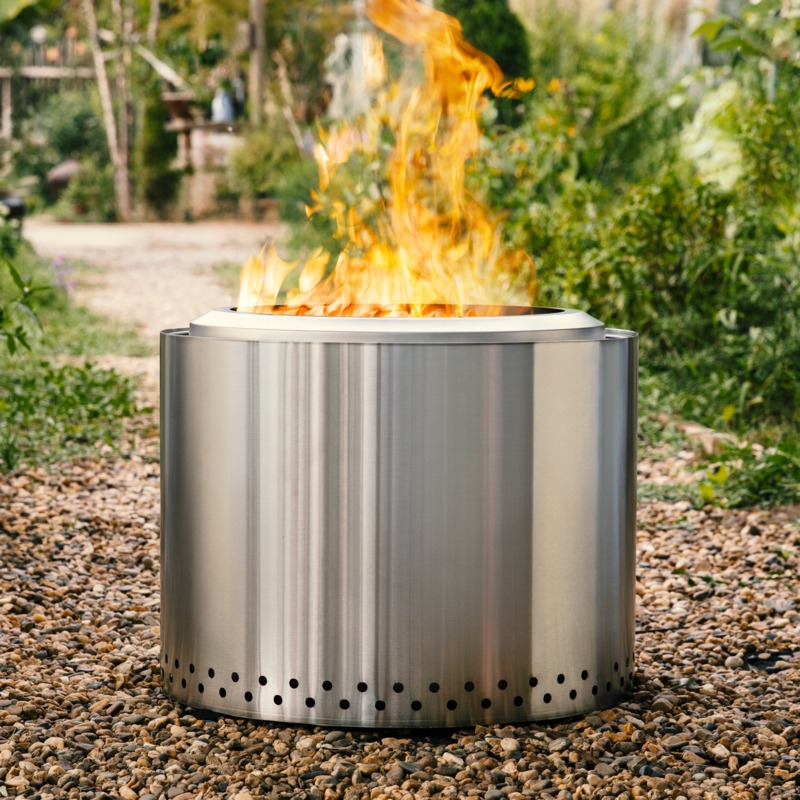 Smokeless Wood Burning Patio Heater Cylindrical Stainless Steel