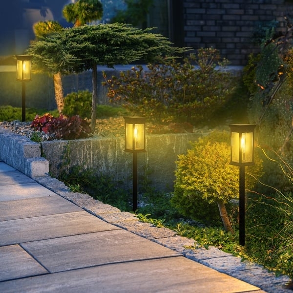 Solar Pathway Light Crosshatch Patterned Glow 6 Pack Solar Set