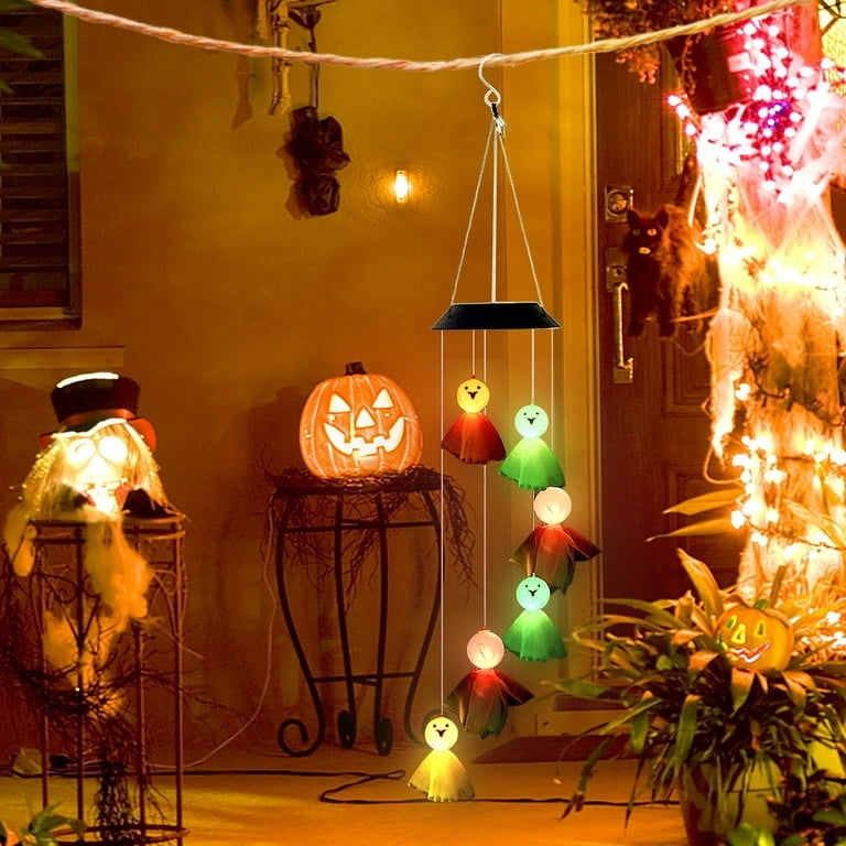 Solar Powered LED Wind Chime with Wish Bottle Design
