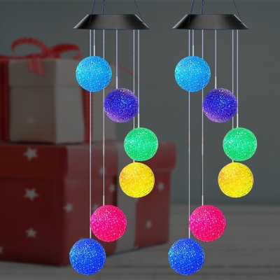 Solar Wind Chime with Butterfly Accents & LED Illumination