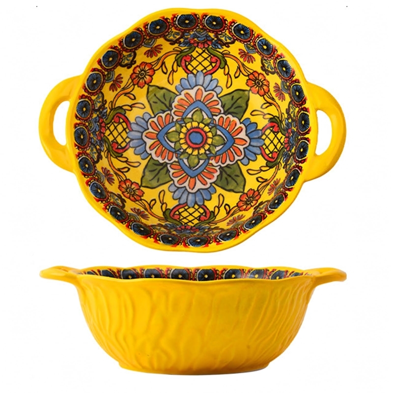 Soup Bowls with Tab Handles, Embossed Exterior for Global Inspired Tabletop