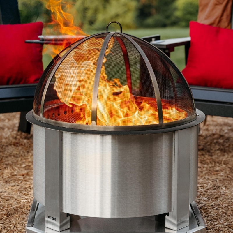 Spark Screen Stainless Steel Hinged Lid for Modern Patio