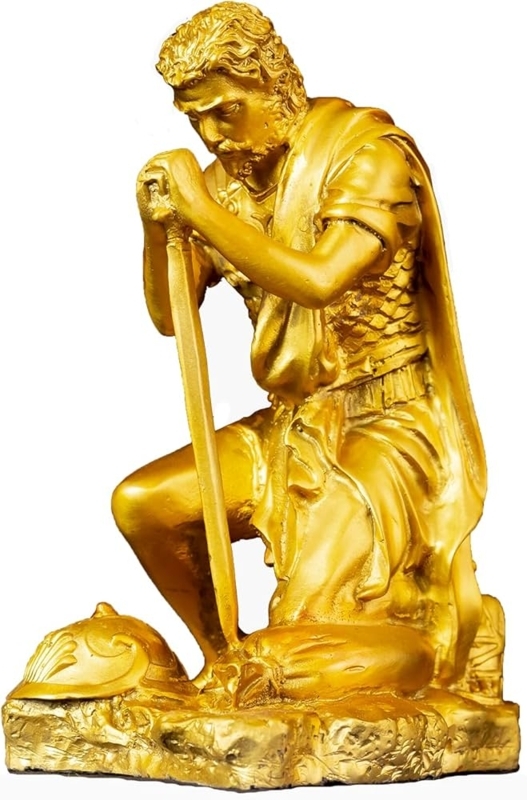 Spartan Warrior Sculpture with Antique Verdigris Bronze Patina
