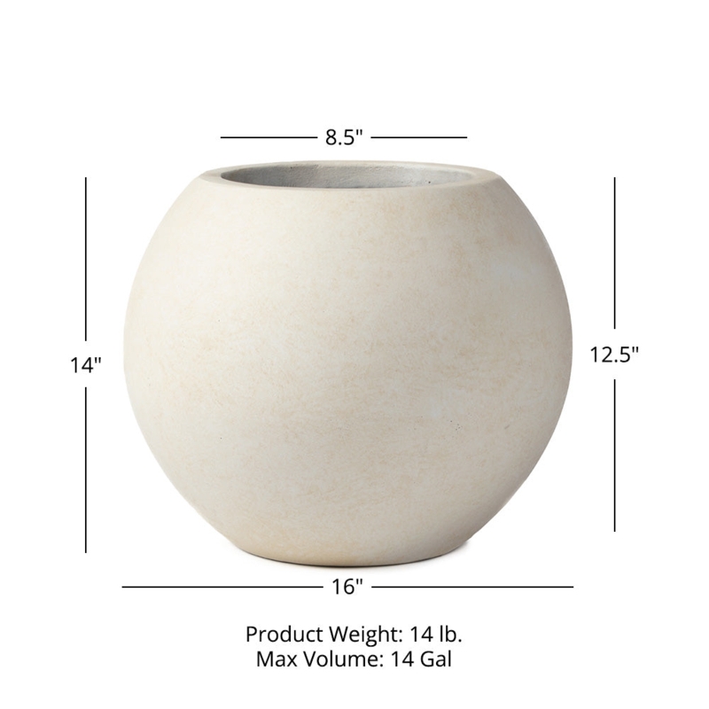 Spherical Planter Pitted Texture Round Outdoor Pot Stone-Like Matte