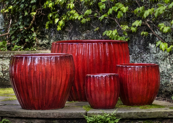 Spherical Planter with Swirling Celestial Texture and Distressed Glaze