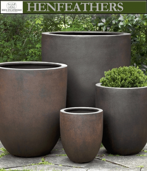 Square Garden Planter, Distressed Rust Finish with Architectural Molding