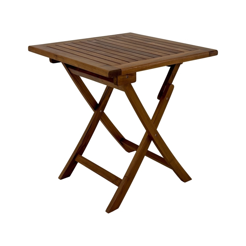 Square Patio Table Folding Wood Toned Slatted Oiled Finish