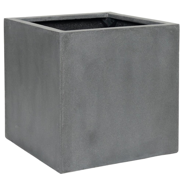 Square Planter Pot Block Base Stone Like Finish Minimalist Decor