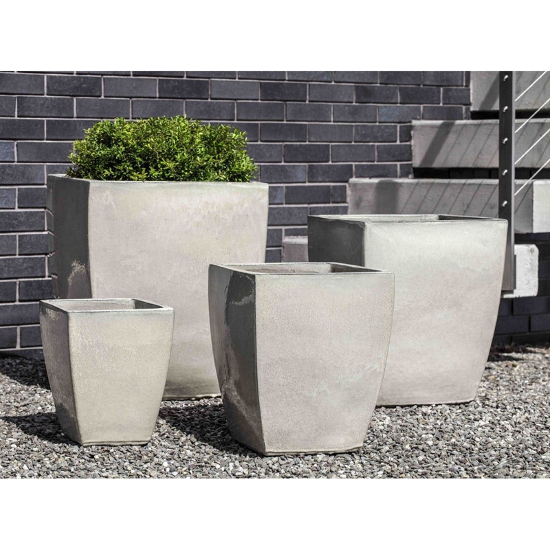 Square Planters Speckled Glaze Nesting Sizes Cream Garden Pots Organic