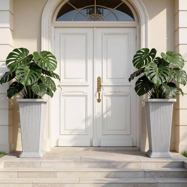 Square Ribbed Extra Tall Planter Garden Pot styling