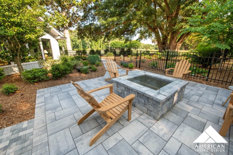 Square Stone-like Fire Pit for Modern Paver Hardscape Patio