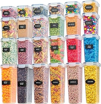 Stackable Food Storage Containers Clear With Labels And Airtight Lids