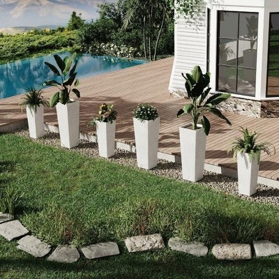 Staggered Planter Set Woven Rattan Texture Tapered