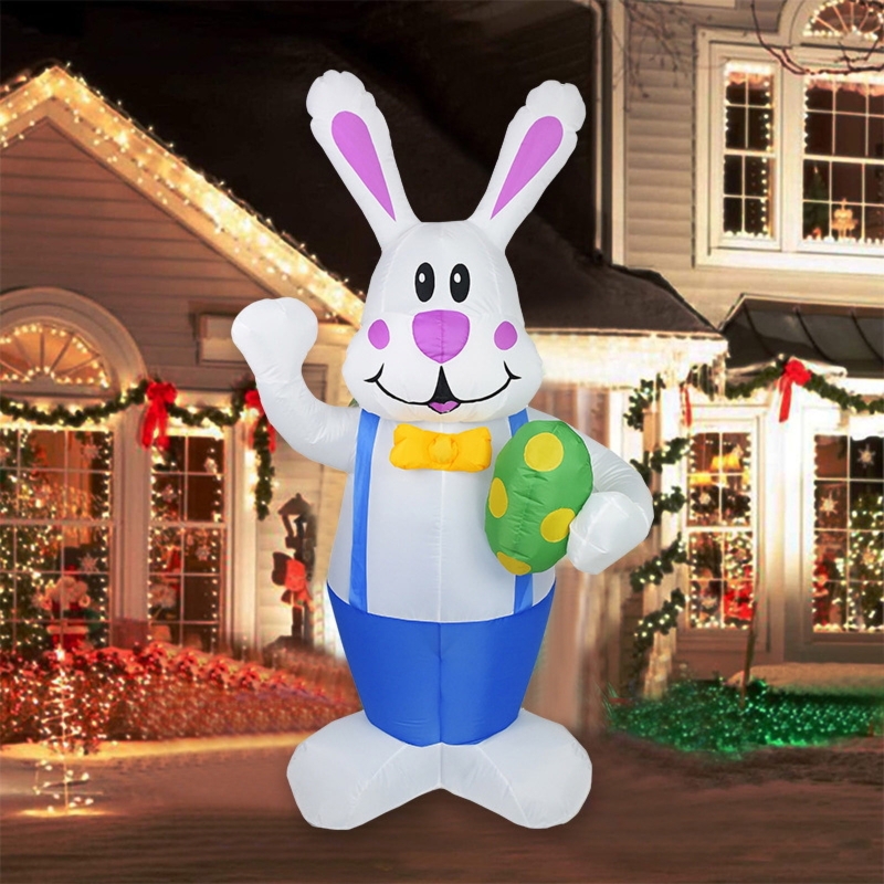 Standing Inflatable Bunny Holding Egg Lighted Lawn Decoration